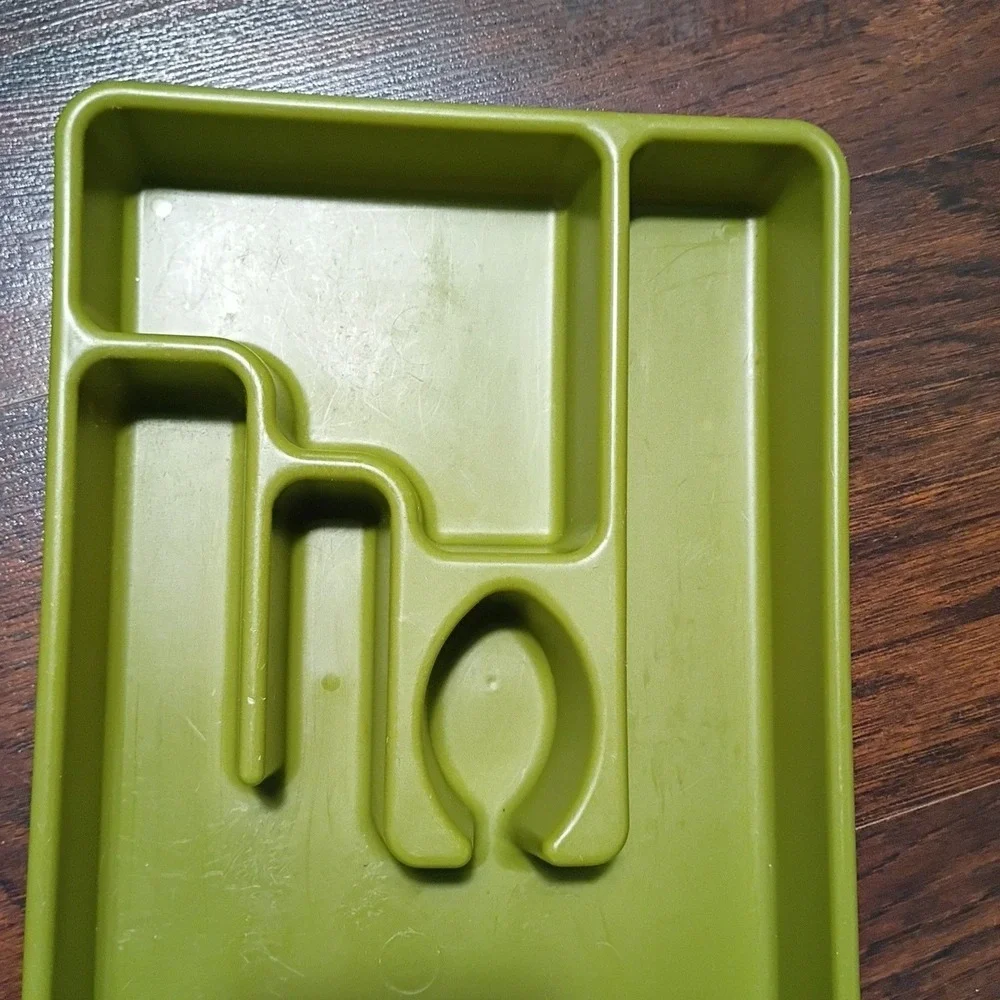 VTG MCM Rubbermaid 2921‎ Avocado Green Silverware Tray Drawer Utensil Organizer